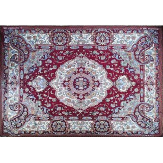 روفرشی 6 متری مخمل زرکدار زرشکی طرح پرنیا-034