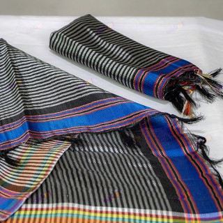 دستمال یزدی سفید مشکی اسپاکو