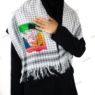  سردار چفیه شالی سفید ریشه‌دار