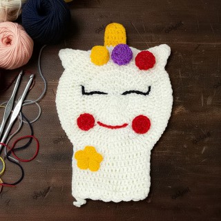 لیف حمام بافتنی سفید کاموایی مدل تک‌شاخ 