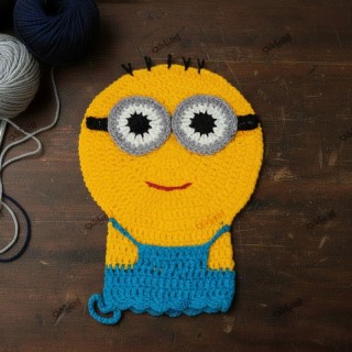 لیف حمام بافتنی طرح مینیون آبی صنایع نساجی یزد