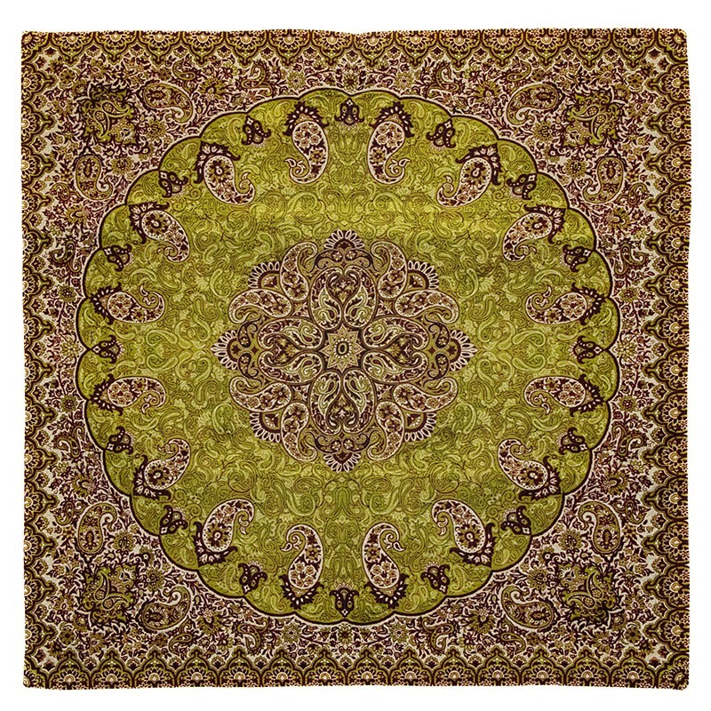 بقچه ترمه طرح شاه‌پسند زرد طلایی برند گوهر یزد