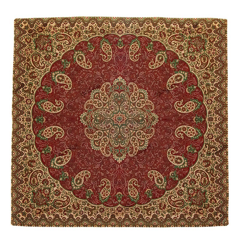 رومیزی ترمه مربع قرمز مناسب شب یلدا و هفت سین