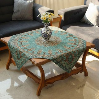 بقچه ترمه شاه‌پسند سبزآبی برند گوهر یزد