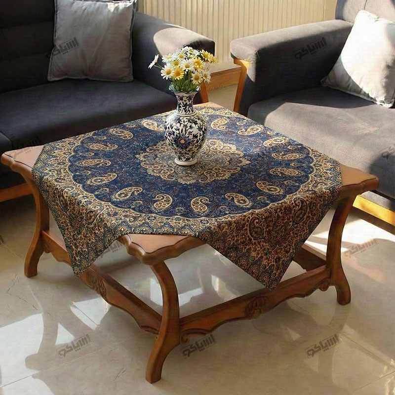 رومیزی ترمه آستردار زرد صنایع نساجی یزد