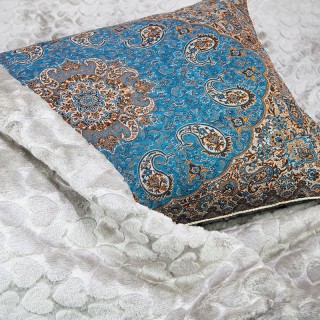 روبالشتی یزد طرح نسترن آبی ترمه پورهادی