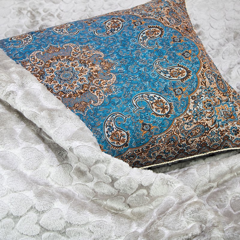 روبالشتی یزد طرح نسترن آبی ترمه پورهادی