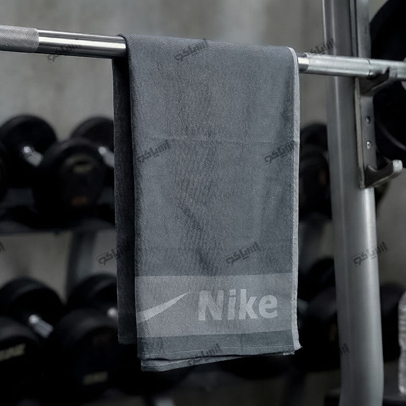 حوله ورزشی طرح دار طوسی آسایش کد 2438