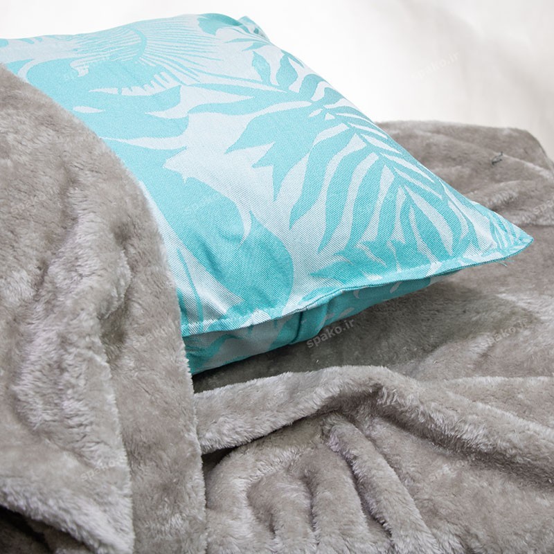 روبالشتی نخی ساده فیروزه ای برند آسایش طرح هاوایی