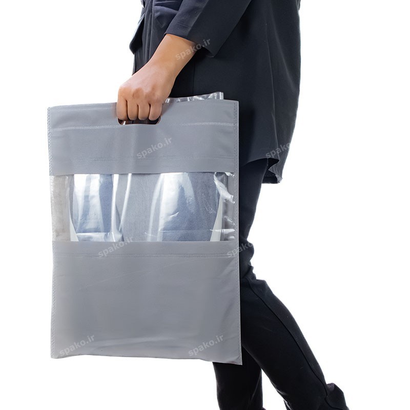 بگ تبلیغاتی دسته موزی طوسی سایز 35 در 45