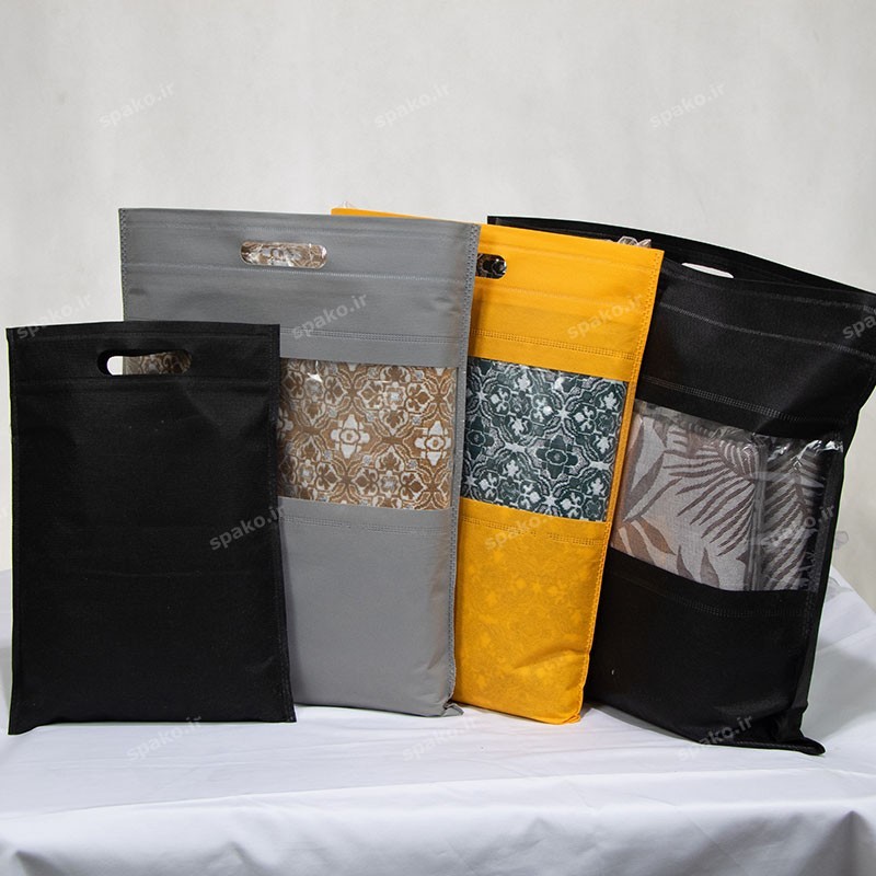 بگ پارچه ای طلق دار طوسی سایز 45 در 40