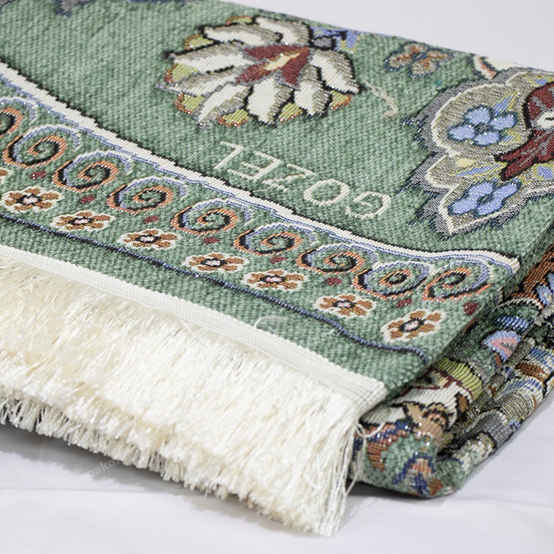 روفرشی گرد سبز مخمل با طرح ژاکارد برای فرش دایره ای