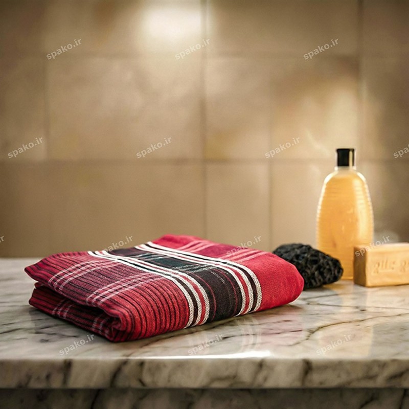 خرید لنگ یزدی قرمز نساجی یزد | آبگیر عالی و مناسب ورزش