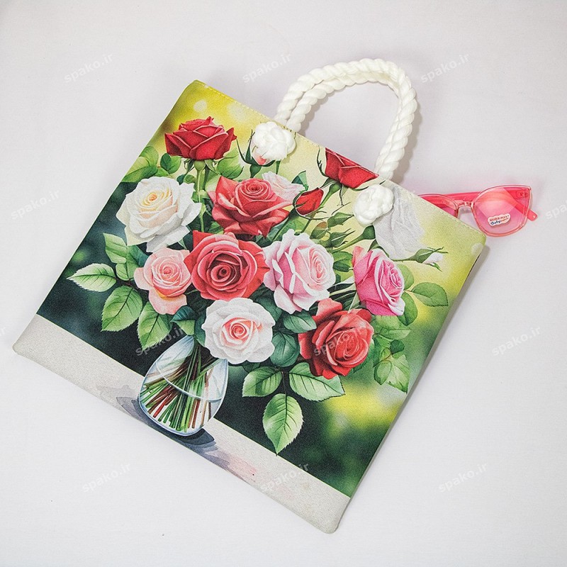 کیف دخترانه فانتزی چاپی دسته کنفی