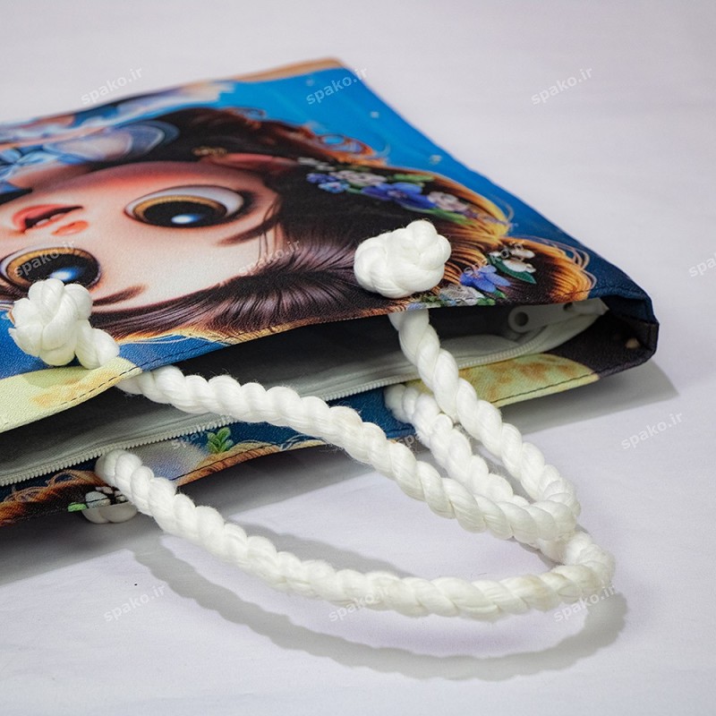 کیف دخترانه فانتزی چاپی دسته کنفی