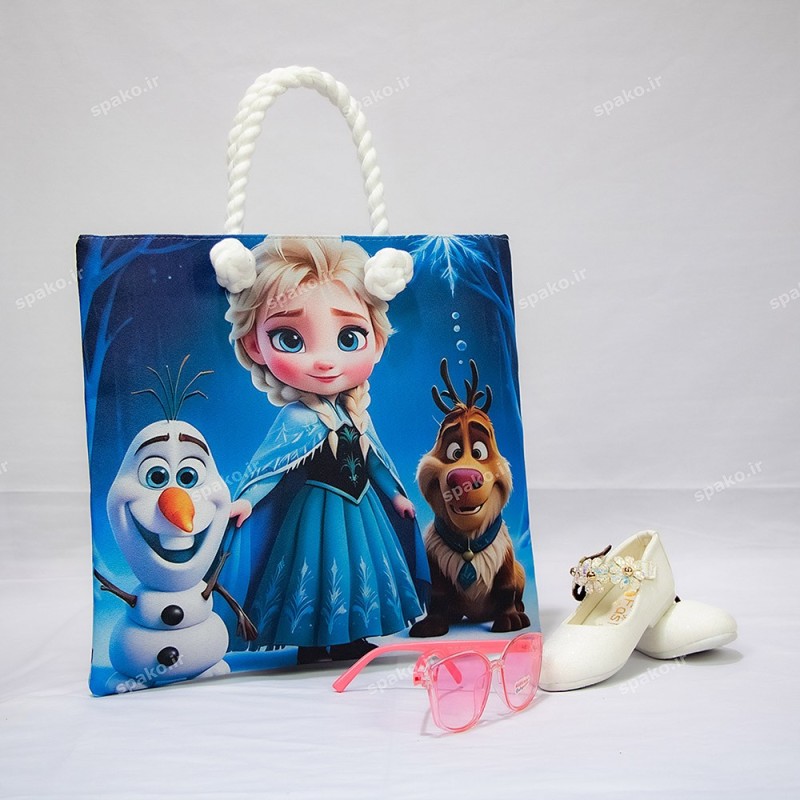 کیف دخترانه فانتزی چاپی دسته کنفی