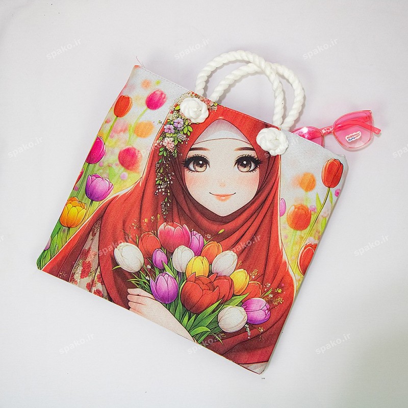 کیف دخترانه فانتزی چاپی دسته کنفی