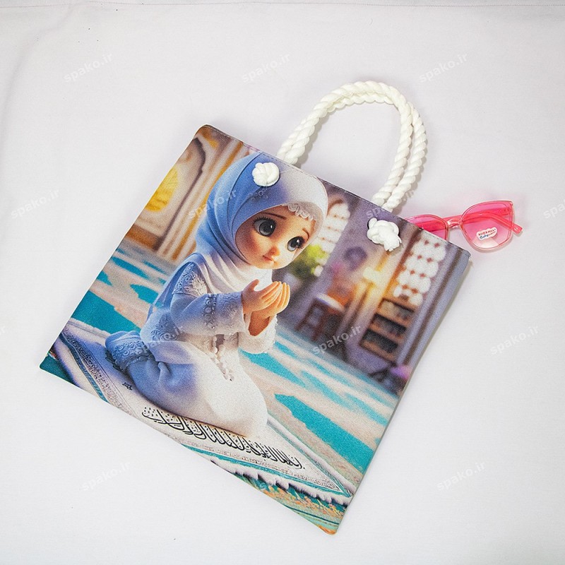 کیف دخترانه فانتزی چاپی دسته کنفی