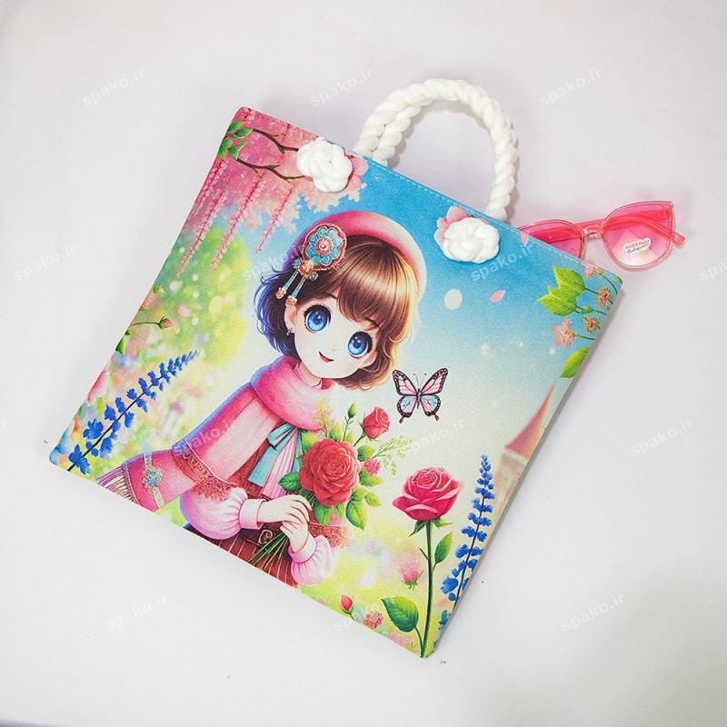 کیف دخترانه فانتزی چاپی دسته کنفی
